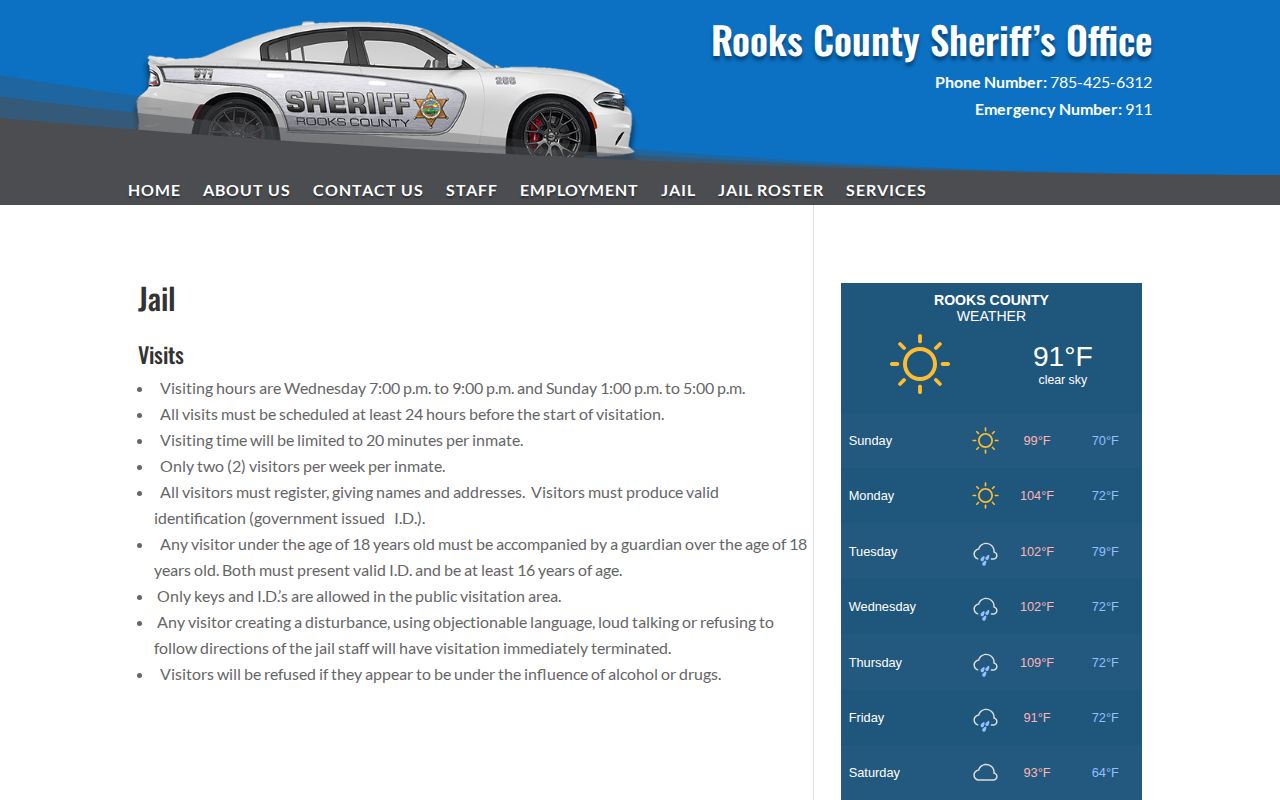Official Rooks County Jail release information page